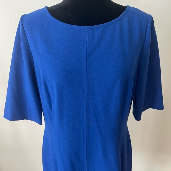 Tahari Arthur S Levine Elegant Cobalt Blue Office Workwear Career Dress Sz 12 - Picture 2 of 11